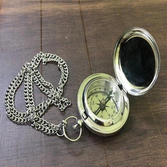 Серебряный компас ручной работы/кнопочный компас/латунный карманный компас/компас классического размера, подарок на годовщину, Рождество