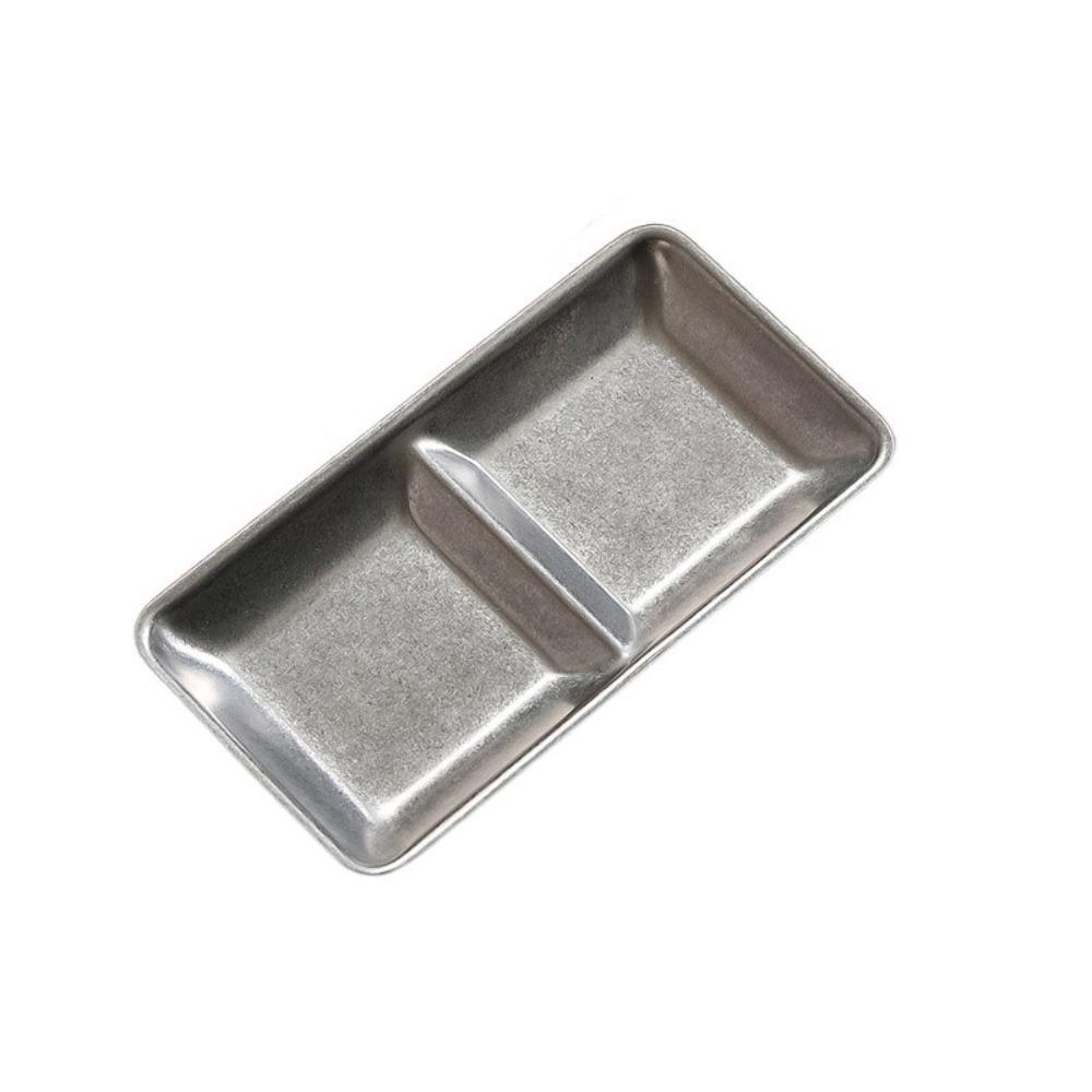 2Pcs Stainless Steel Korean Sauce Dish Irregular Shape Industrial Style Condiment Dish Vintage Separated Seasoning Tray BBQ