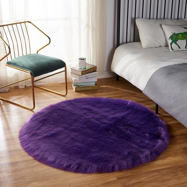 Living Room Round Artificial Fur Carpet Girl Bedroom Dressing Table Decor Rugs White Household Fluffy Bedside Thick Floor Mats