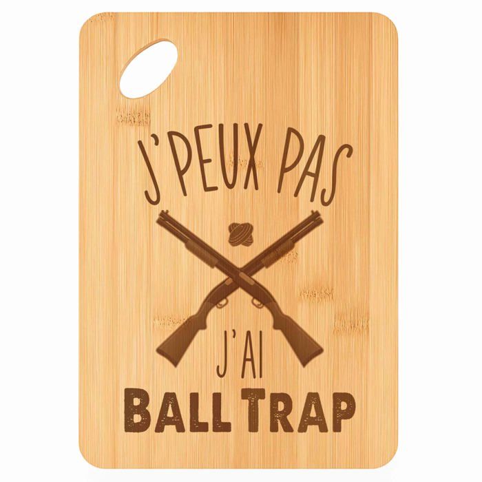 Planche à découper - PLANETEE - Ball Trap J'peux pas - Bambou - 30x20x1 cm - Gravée, bords arrondis