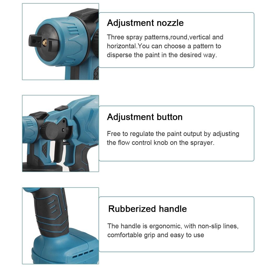 800W 24V Cordless Electric Paint Spray Guns Portable Airless Car Fence Wall Floor Paint Spraying Tool With 2 Battery