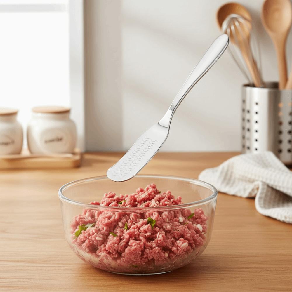 2pcs 316 Stainless Steel Dumpling Filling Spoon Non-slip Bread Butter Spatula Cooking