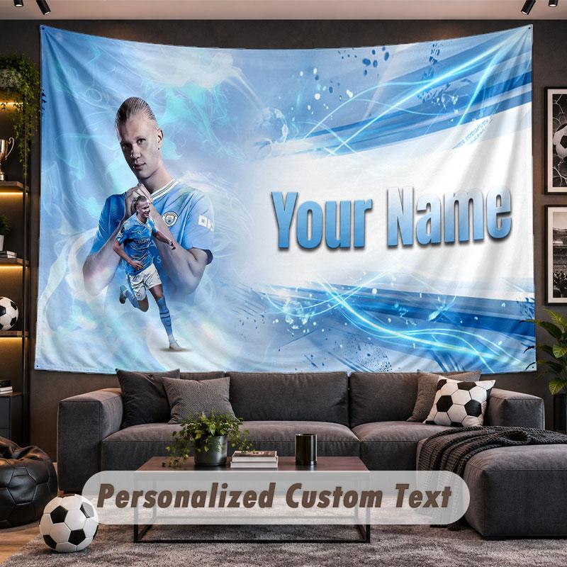 Wall Hanging Tapestry Custom NameErling Haaland Pattern Personalized Printed Fabric Wall Decor
