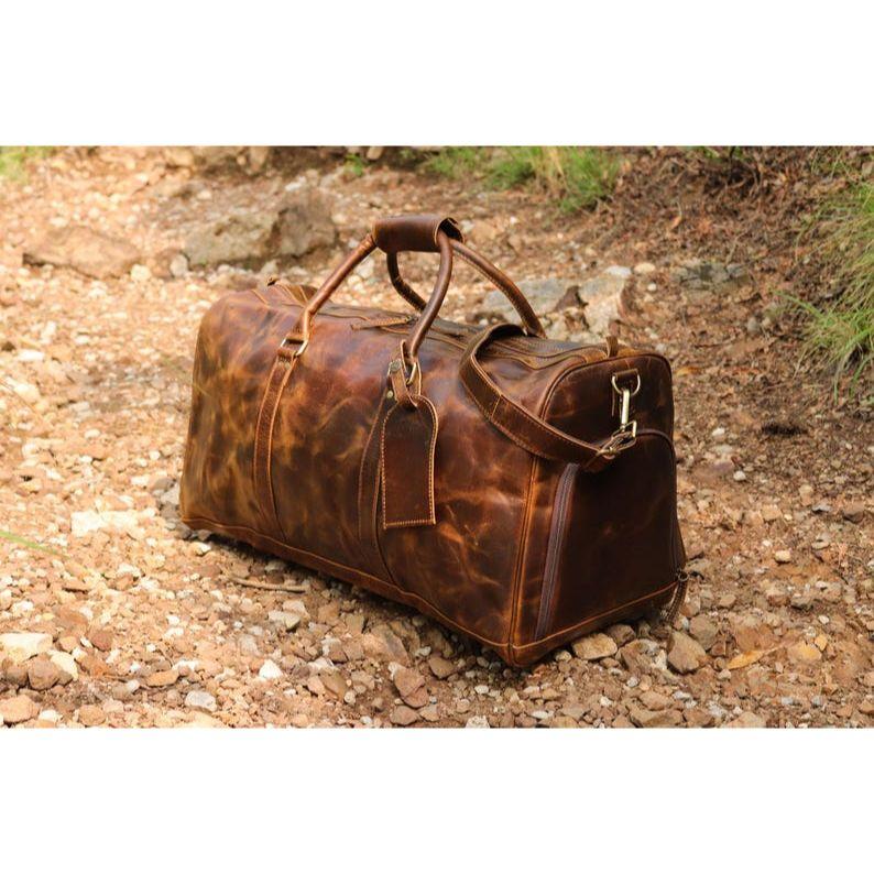 Buffalo Leather Duffle Bag: Handmade Full Grain Weekender