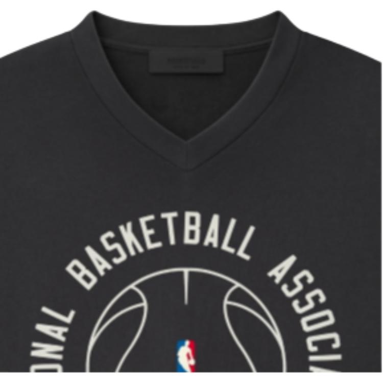 Fear of God Essentials NBA x Barkley Hendricks Футболка с длинным рукавом и V-образным вырезом Выцветший черный Унисекс Топы 125BH264701F
