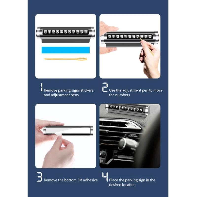 Металлическая автомобильная временная парковочная карта, универсальная вращающаяся табличка с номером телефона, алюминиевые наклейки, парковочная остановка в автомобильном Стайлинге, автоаксессуары