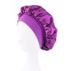 New Women's Satin Solid Wide-brimmed Sleeping Hat Unisex Head Wrap Elastic Band Cap Hair Care Bonnet Night Hat Bonnet De Nuit