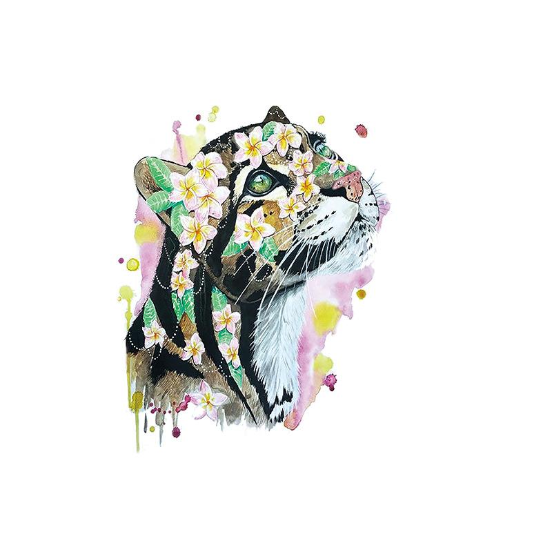 Голова тигра, голова волка, элемент татуировки, акварель, 3D, переносимый на воду, большой набор рисунков, водонепроницаемая наклейка для татуировки