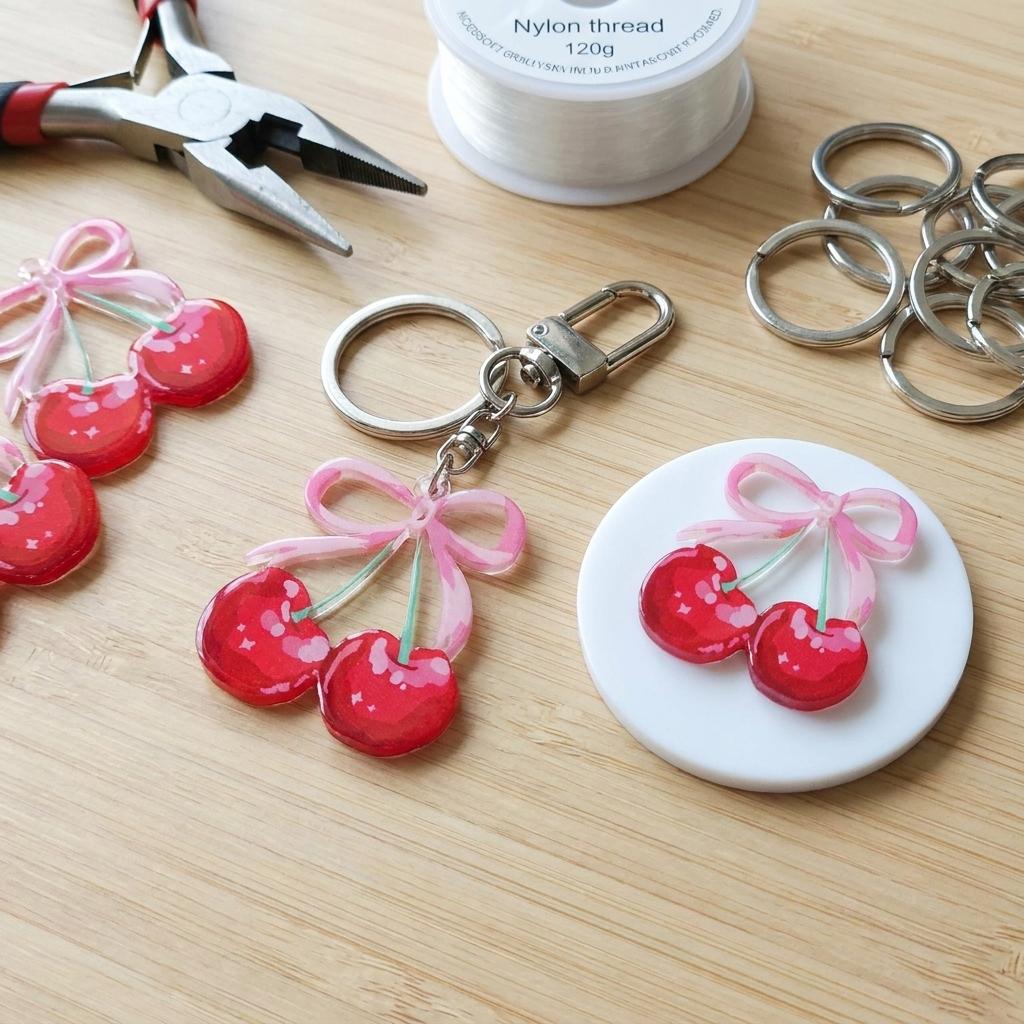 Acrylic Double-Sided Cherry DIY Jewelry Accessories 10Pcs High-Transparency Smooth Edge
