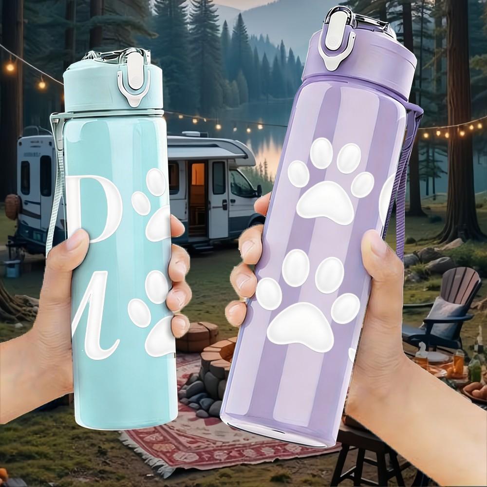 1PC Dog Mom White Minimal Pattern 750ml Color Plastic Sports Water Bottle Leakproof Flip Straw Lid Suitable for Sports Office Home Use