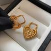 Французский придворный стиль серьги-гвоздики с бриллиантами в форме сердца ретро мода универсальные изысканные простые уникальный темперамент высококачественные серьги