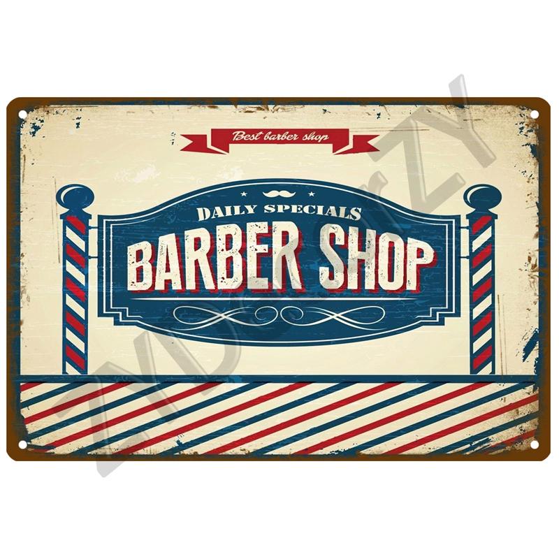 Vintage Home Decor Tin Sign Barber Shop Metal Sign Poster Bar Pub Retro Plaque Haircut and Shave Beard Iron Paintings Art Plates