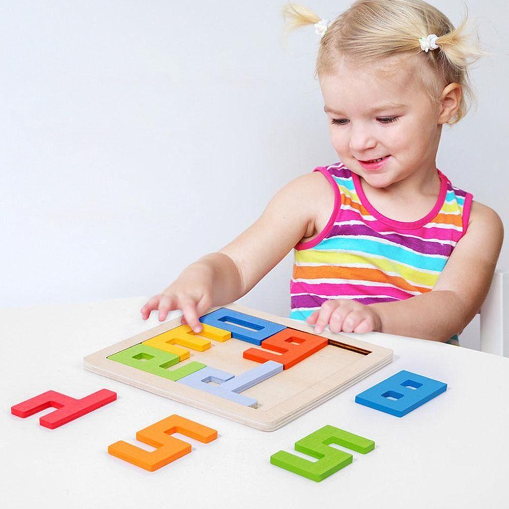 Thinking Training Number 3D Wooden Blocks Puzzle Colorful Interesting Parent-child Toy