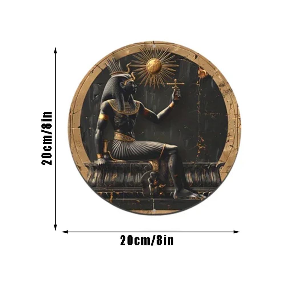 Круглый деревянный знак, тематическая фигурка египетского фараона, идеально подходит для офисного помещения, декора домашней двери, абстрактный дизайн, 2D для настенного крепления на входной двери церкви