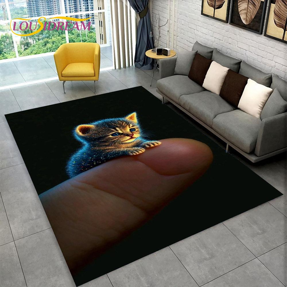 3D милый ковер с рисунком кота, ковер для дома, гостиной, спальни, дивана, кухни, коврик для украшения, детский нескользящий напольный коврик