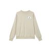 Logo Embroidered Solid Knit Crewneck Sweatshirt Women Tops Sand White DM5190-126