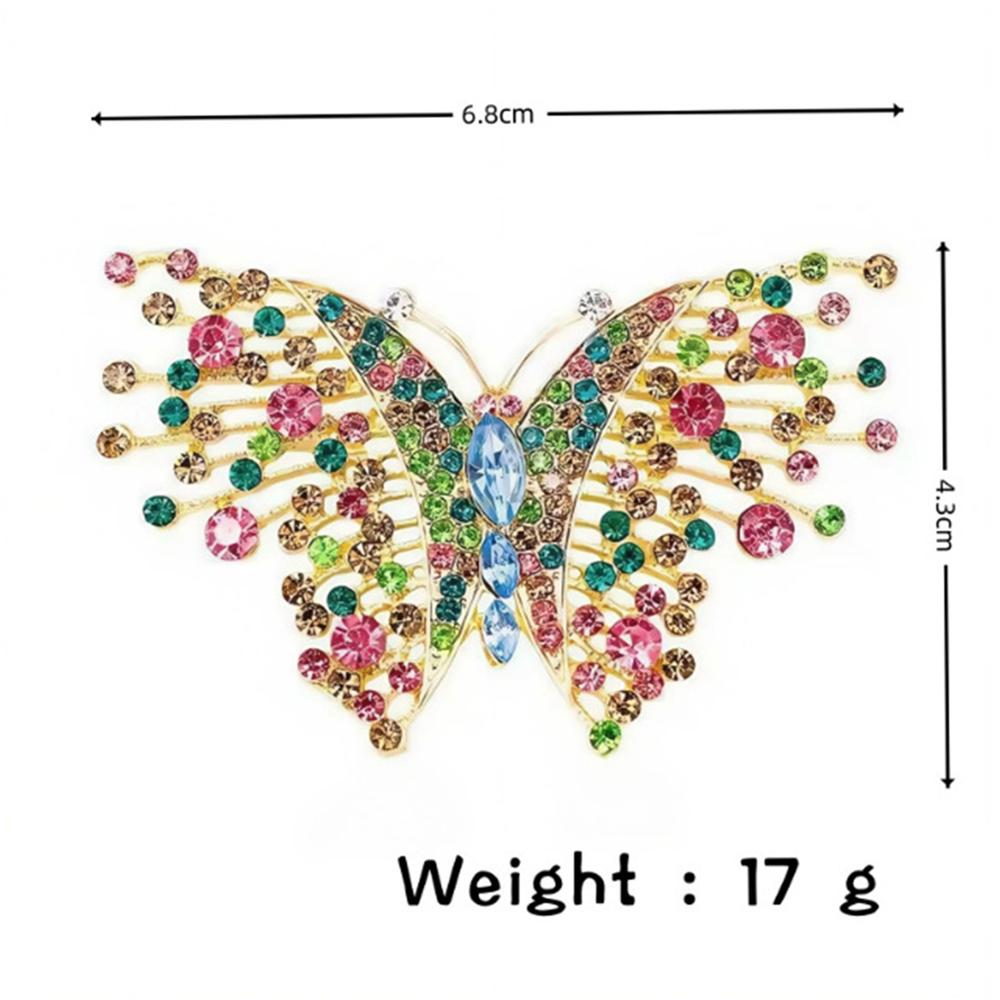 Fashionable butterfly colorful zircon brooch, anti-exposure pin for women, metal button to fix clothes, wedding party gift