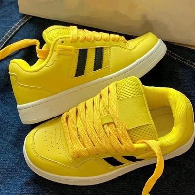 Лимонно-желтые туфли женские летние универсальные повседневные спортивные туфли маленькие белые туфли