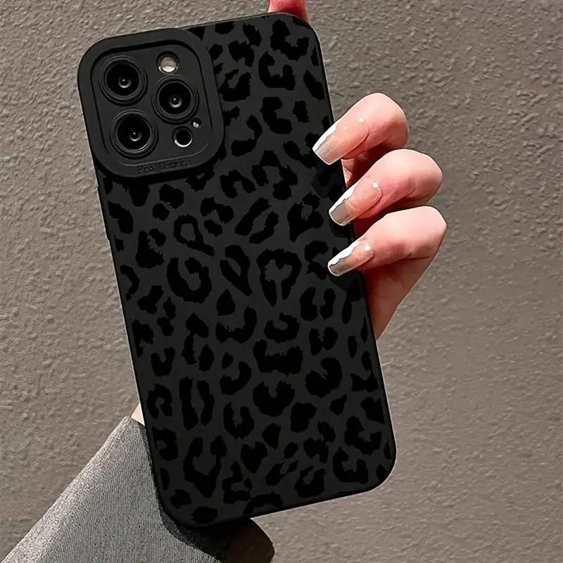Черный принт Леопардовый графический чехол для телефона для iPhone 17 16 15 14 13 12 11 Pro Max XS XR 7 8 Plus 16E Ударопрочный Мягкий Силиконовый Чехол