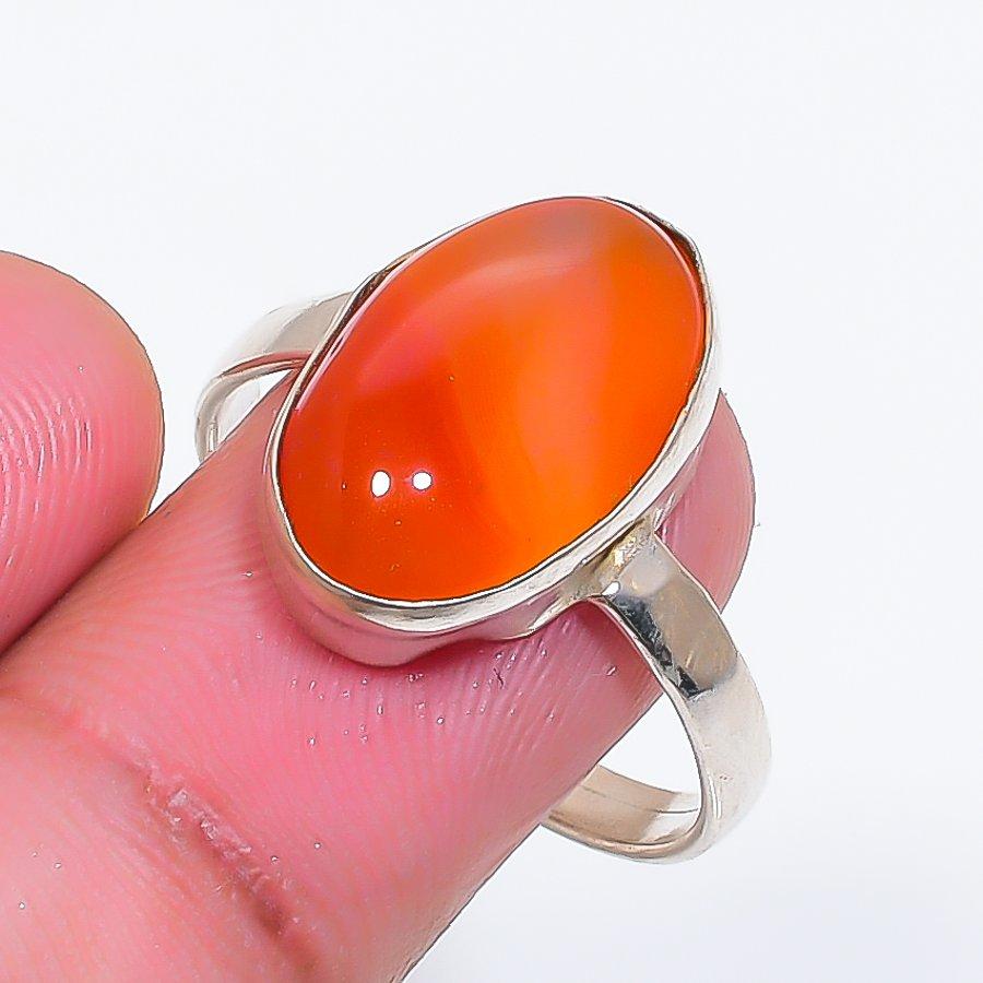 Natural Carnelian Gemstone 925 Sterling Silver Jewelry Ring Size 10 ZS-1579