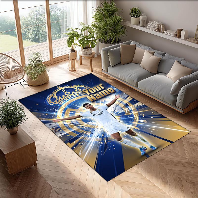 Jude Bellingham Printed Crystal Velvet Rug Non‑Slip Crystal Velvet Carpet For Sofa Bedroom Indoor Home Decoration