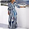 Autumn Fashion Long Sleeve Printed Shirt Dress Long Dress Women