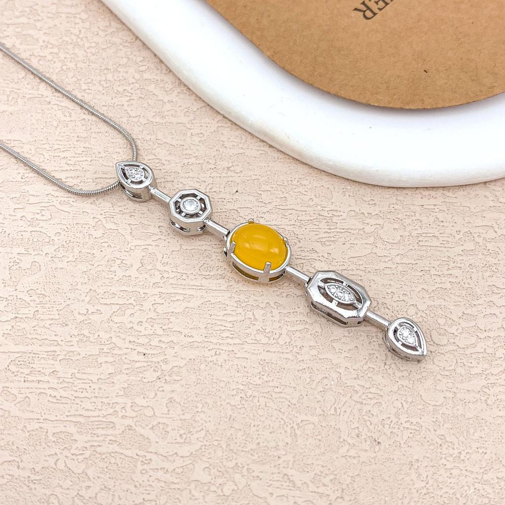 Necklace Explosive Court Style Color Contrasting Zircon Necklace Accessories Women's Turkish Tassel Chain Fashion Versatile
