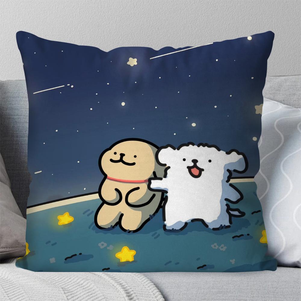 1pc M-Maltese Animation Pillow Case Square Pillow Bedroom Sofa Leisure Comfort Cushion Car Living Room Home Decoration 40X40