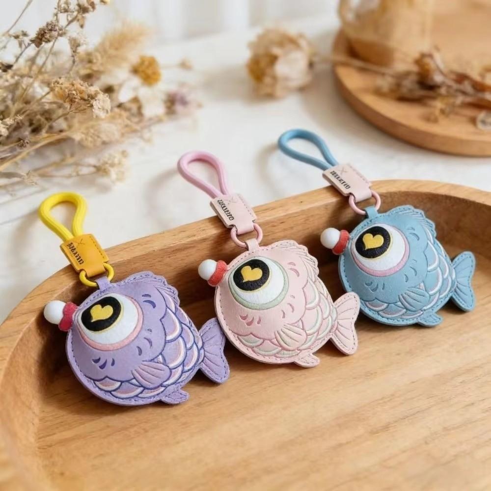 PU Reduce Pressure Keyring Macaron Color Fish Keyring Bubble Blowing Fish Keychain  Car Keyring
