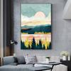 Nordic Style Sunrise Sunset Wall Art Pictures Deer Canvas Painting Mountain Landscape Poster and Print for Interior Home Decor