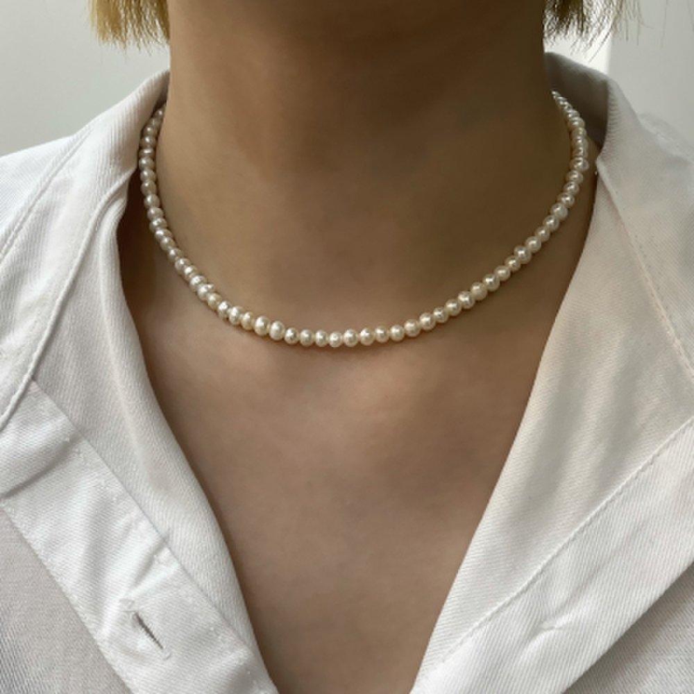 [Armuell][925Silver] Freshwater Pearl Necklace 4.5mm Amenn8120