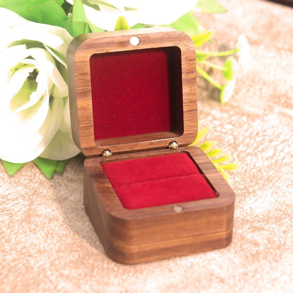 Luxury Rings Bearer Box Square Jewelry Organizer Portable Rings Display Case Propose