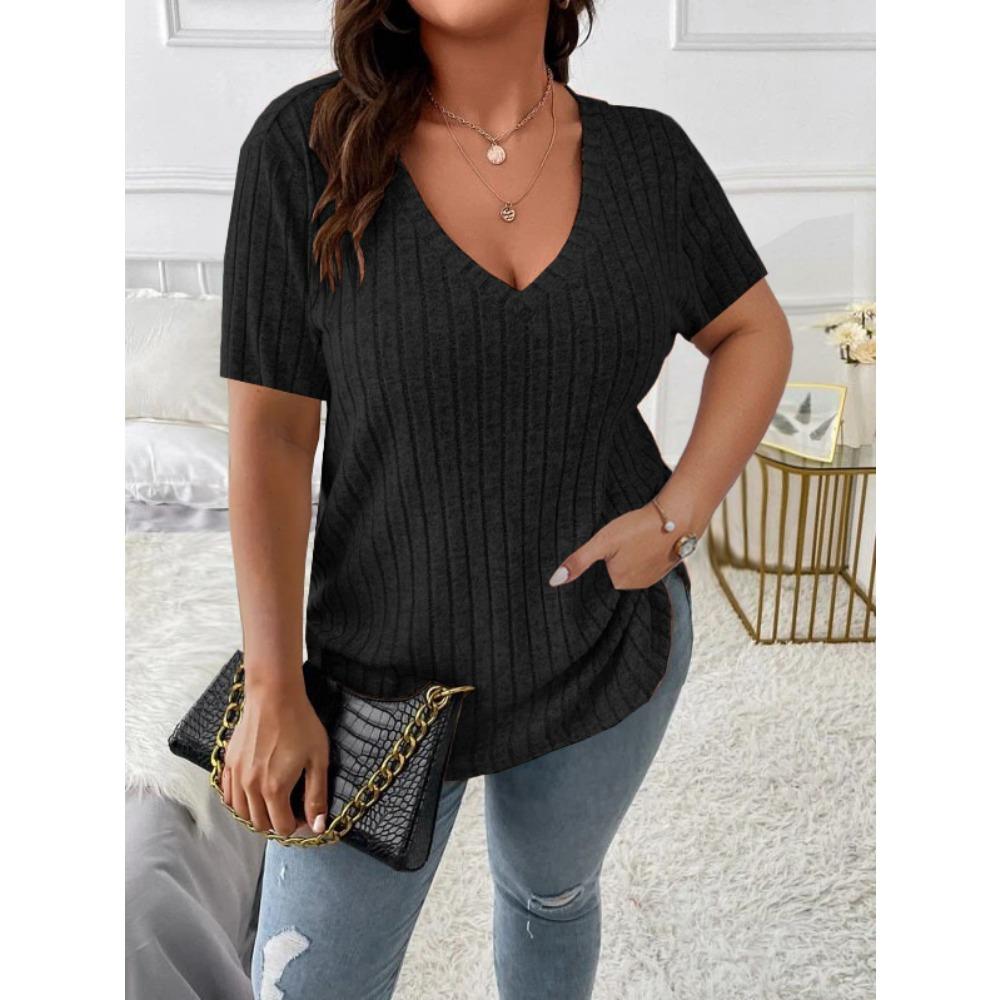 HNXC Женские модные повседневные летние весенние однотонные блузки и рубашки с v-образным вырезом и короткими рукавами с принтом