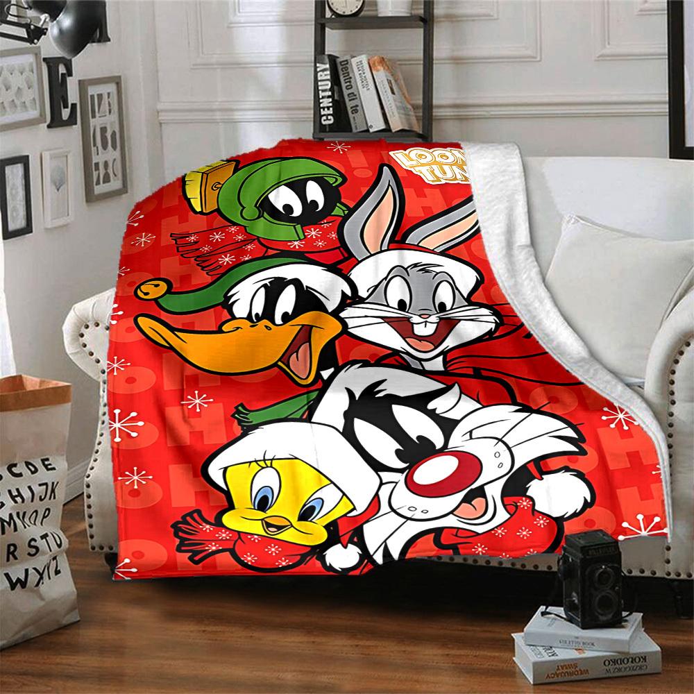 1 шт. Фланелевое плед Looney Tunes - HD Печать, Легкий, Мягкий, Теплый, Всесезонный плед для дивана, кровати, путешествий076