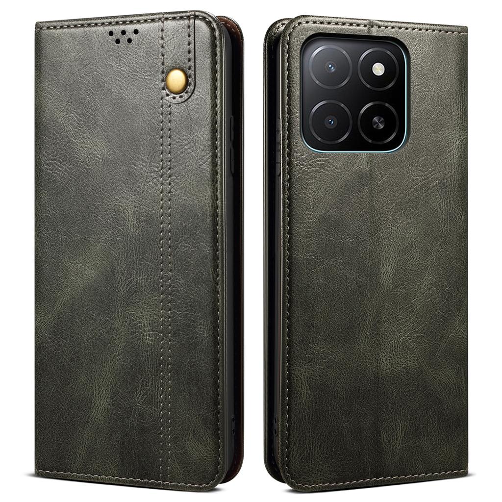 Чехол для Honor X5b/X5b Plus с текстурой Crazy Horse, вощеный кожаный кошелек, подставка, чехол для телефона
