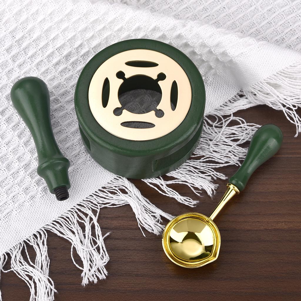 2/3Pcs Set Retro Sealing Wax Furnace Stove Pot Wood Handle Sealing Wax Spoon Wax Sealing Decorative For Candle Stamp Wax Stamp