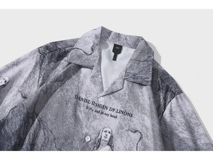 2025 г. Модная свободная мужская гавайская рубашка в японском стиле с цветочным принтом в стиле ретро — с короткими рукавами, красивая и готовая к морю