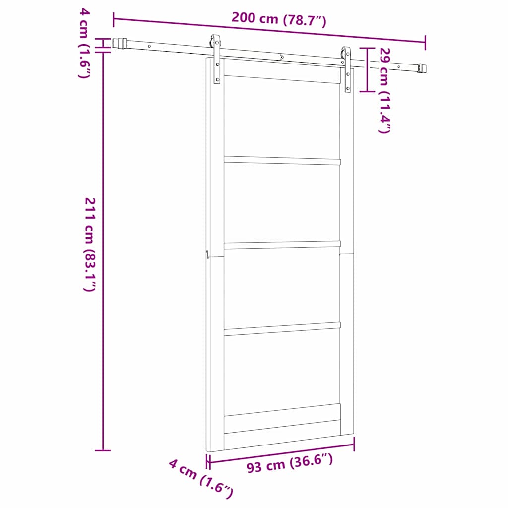 ORKDAL Sliding Door White 93 x 211 cm Solid Pine Wood and Glass