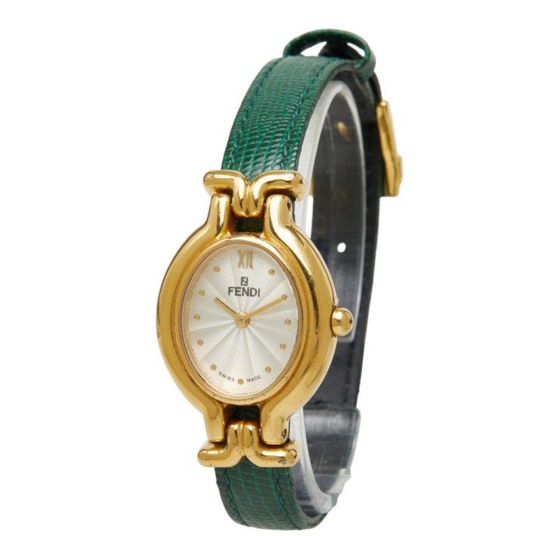 Used Fendi Chameleon Change Belt 5 Colors Watch 640L White Gold Green Blue Red Brown Black Stainless Steel Leather Women's FENDI [1-0290391]