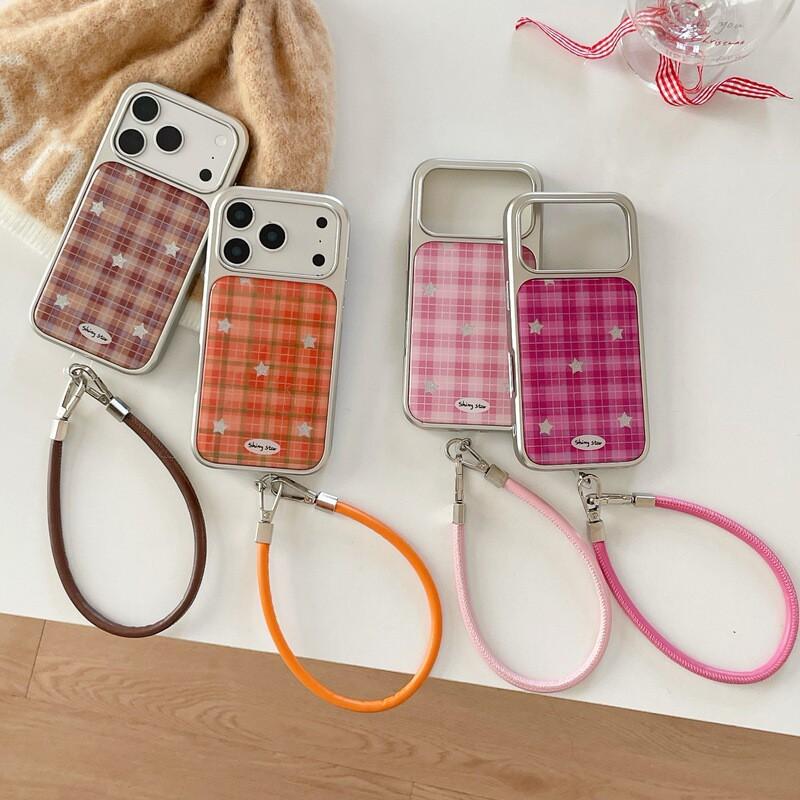 Slim Drop-Proof Phone Case IPhone 14 To 17 Pro Max With Grid Star Design Lightweight Luxury Style