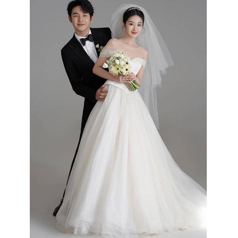 Новое французское газонное белое платье-топ-труба простое атласное свадебное платье ретро короткое платье с юбкой