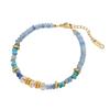Богемский браслет из хрусталя с бусинами из синего авантюрина и бирюзы