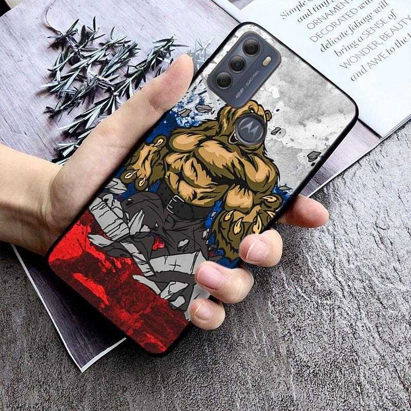 Чехол с изображением российского черного медведя для Motorola Moto EDGE 20pro EDGE 20lite E6 E7, чехол G STYLUS GPLAY GPOWER G 5G PLUS G30 G100 Funda Coque