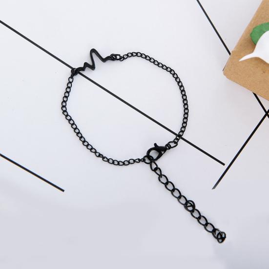 Simple Unisex Electrocardiogram Charm Adjustable Bracelet Couple Wrist Jewelry
