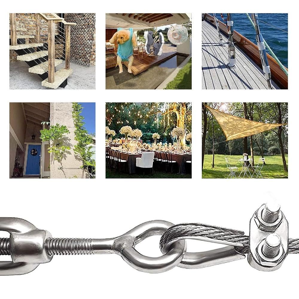 4 Pack 304 Stainless Steel Eye & Eye Turnbuckle, OO Wire Rope Tensioner Adjustable Cable Tightener For Cable Railing, Sun Shade, Garden Trellis