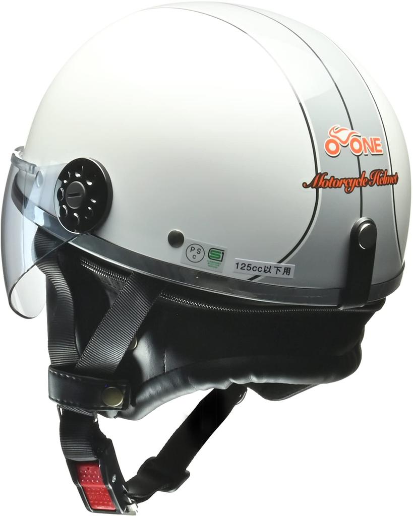 Motorcycle Half Helmet Free Size [Lead Industries] O-ONE White/Silver -