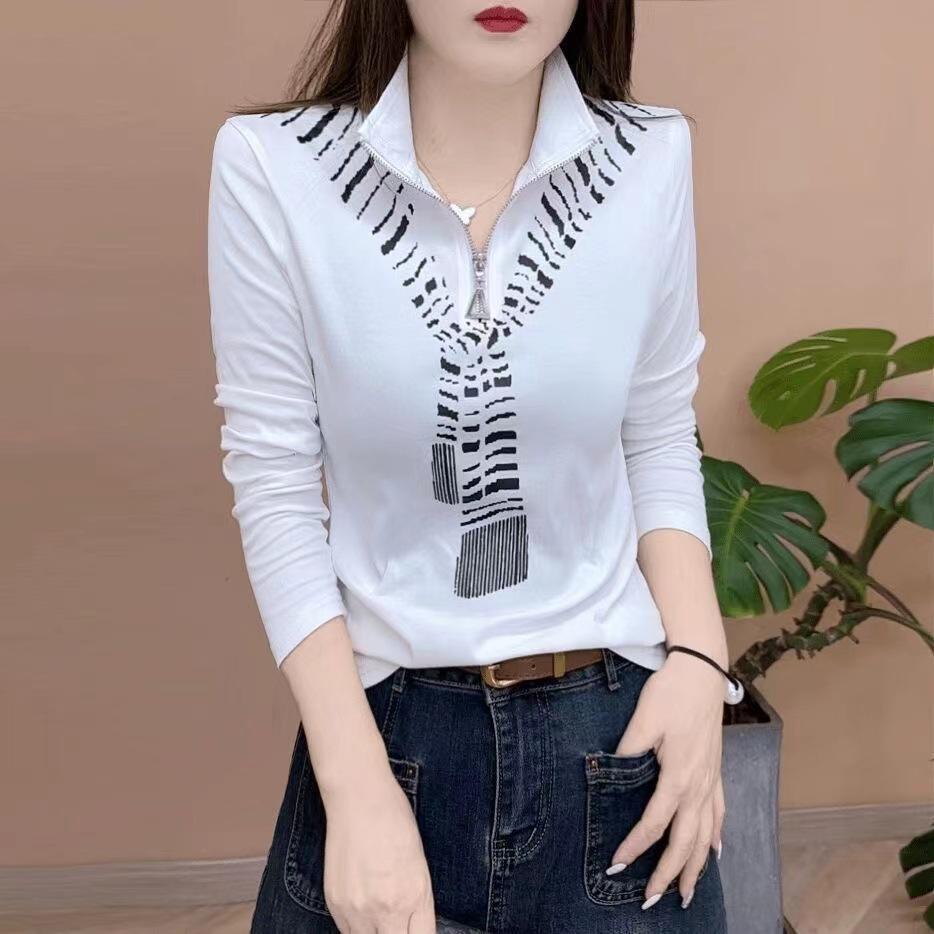 Весна и Осень Новая Модная Однотонная Повседневная Приталенная Базовая Рубашка с Длинным Рукавом на Молнии с Лацканами