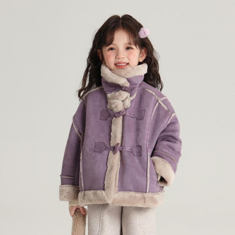 Новое зимнее утепленное пальто для девочек на флисовой подкладке