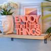 Enjoy the Little Things - Pink Table Decor: Perfect for Home, Office, Desk, or Shelf. Quirky Room Decoration Showpiece