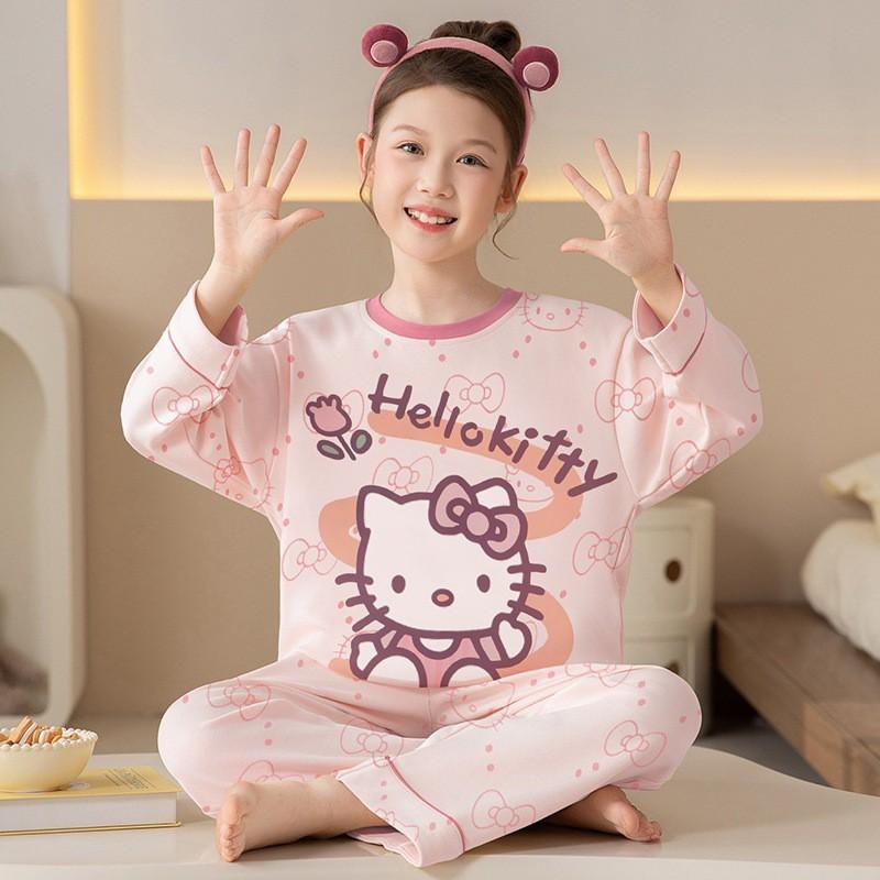 Girls Cotton Pajama Set Cartoon Print Lightweight Sleepwear Home Outfit Kids Ages 8